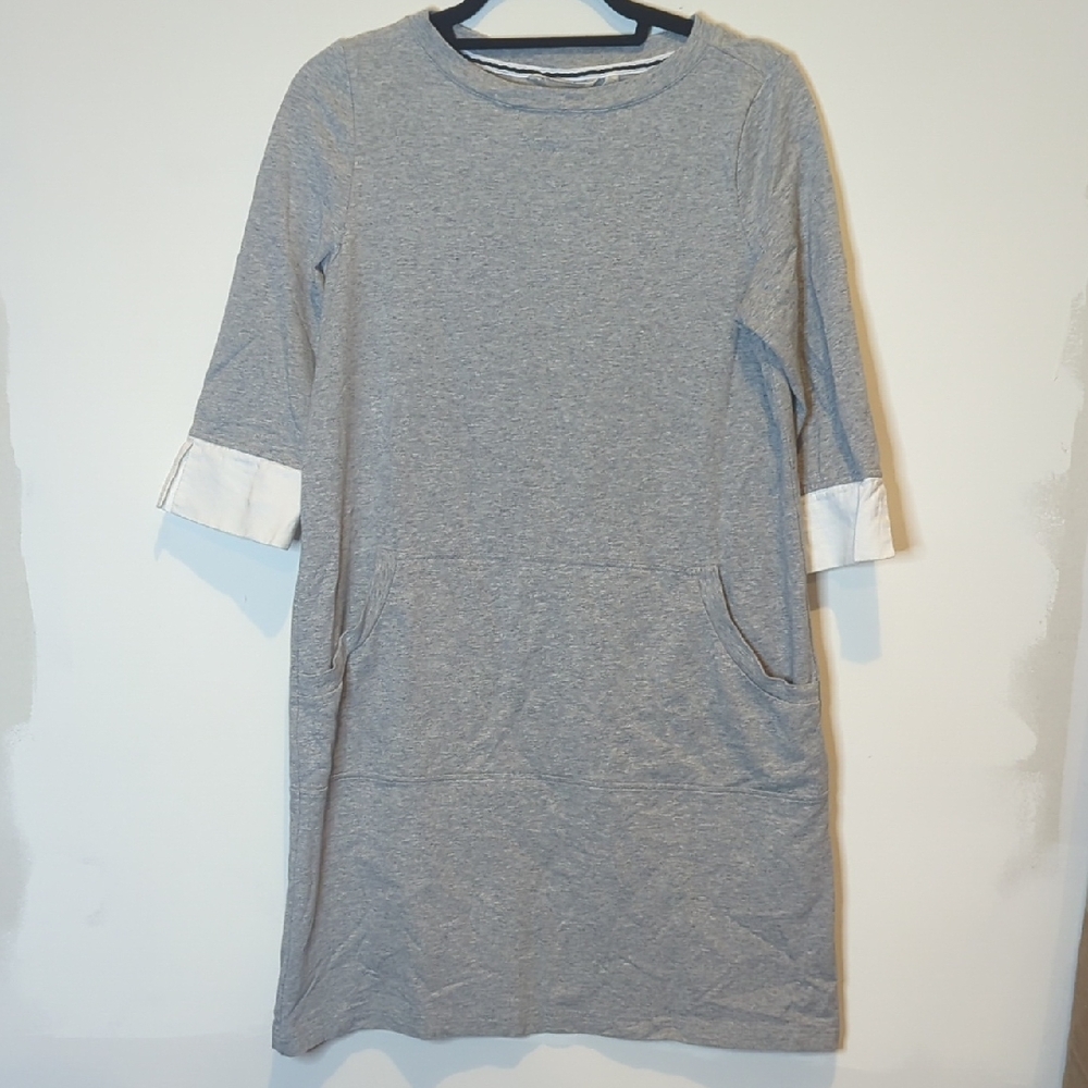 SOFT SURROUNDINGS HEATHER GRAY DRESS CREW NECK WITH FRONT POCKET XS